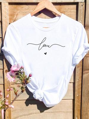 (Aziatische maat) Grafisch T-shirt Liefde 90s Schattig Trend Kleding Dames Casual Mode Print Vrouwelijk Casual Dames Top Korte Mouw T-shirts