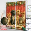 2pcs 2D Flat Printing Christmas Curtains Christmas Puppies Kittens Gifts Digital Printed Polyester Drapes Party & Holiday Decor