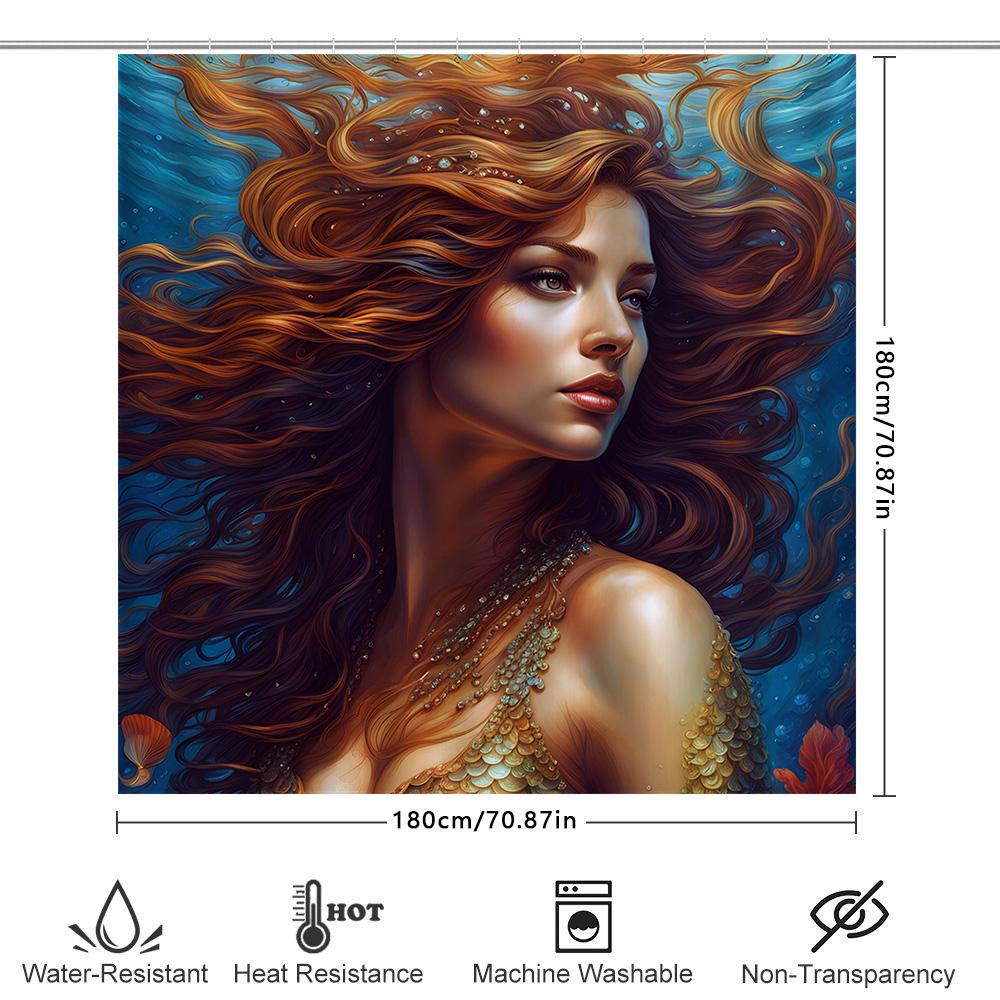 Enchanting Underwater Mermaid Shower Curtain Soft Fabric Decorative Waterproof Bathtub Liner For Bathroom Accessories Multiple S