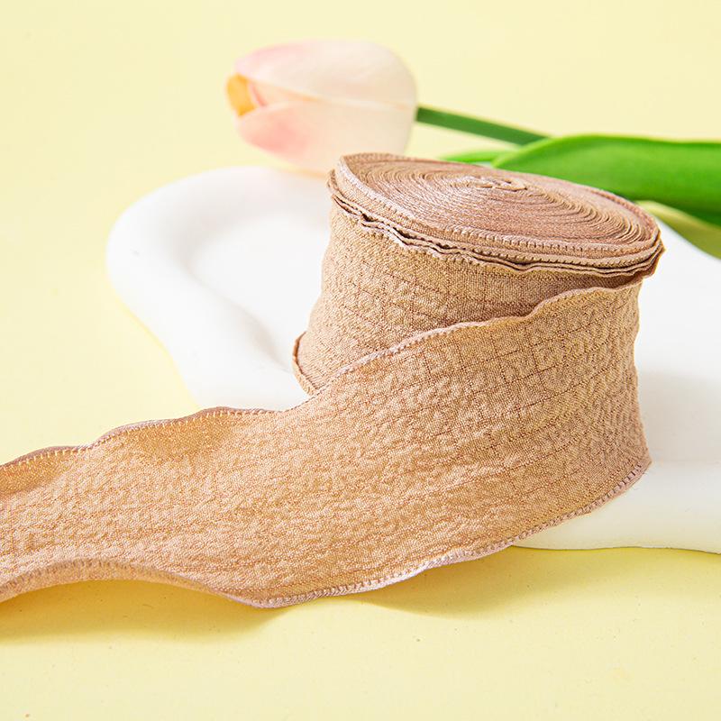 Panglică de In de Calitate Superioară: Volane elastice plisate de 4 cm pentru buchet de Ziua Mamei sau ambalaj cutie tort.