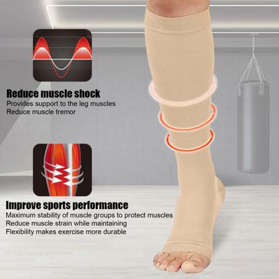 1 Pair Calf Compression Socks for Women Men Open Toe Knee High Stockings for Shin Splints Varicose Veins Calf Support Muscle Recovery