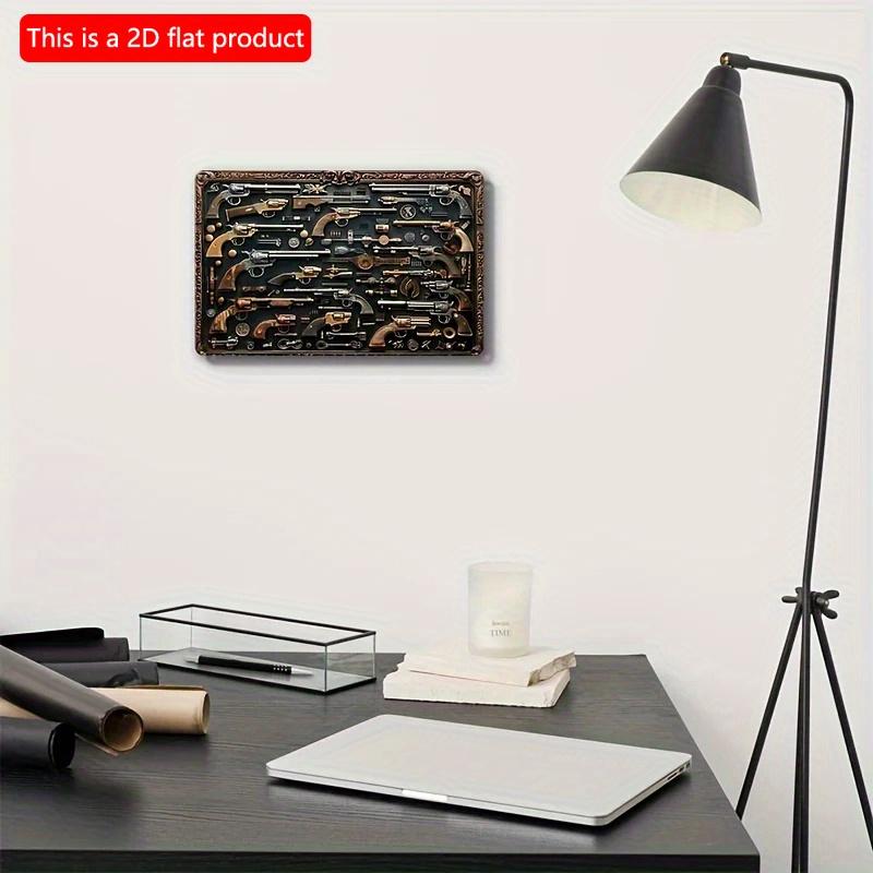 2D Flat Wooden Sign 30*20cm Vintage Firearms Wooden Wall Decorative Sign, Retro Military Decor for Home, Living Room, Farmhouse, Door & Scene