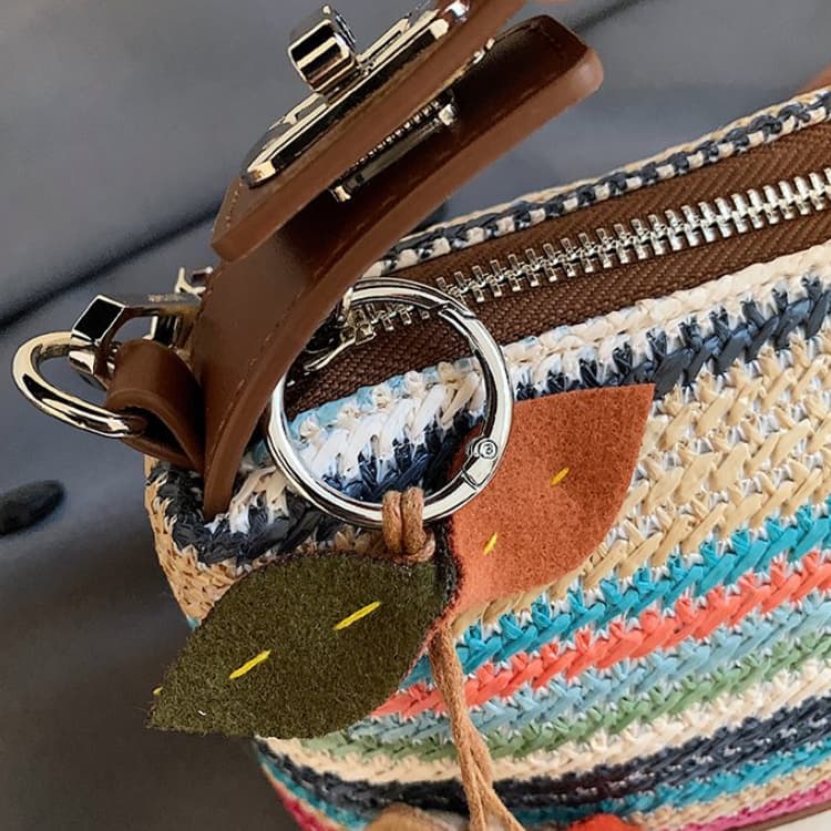 Striped Straw Baguette Small Bag Portable Messenger Women's Bag