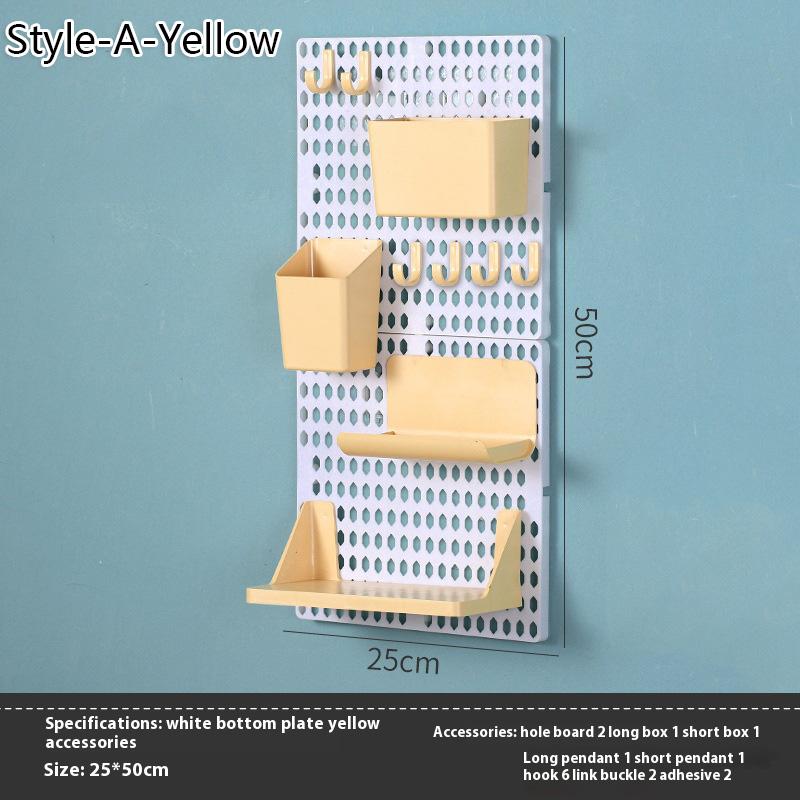 Kawaii Hole Board Dormitory Wall Shelf Decoration Free Punching Adhesive Students Study Wall Mounted Storage Rack Home Organizer