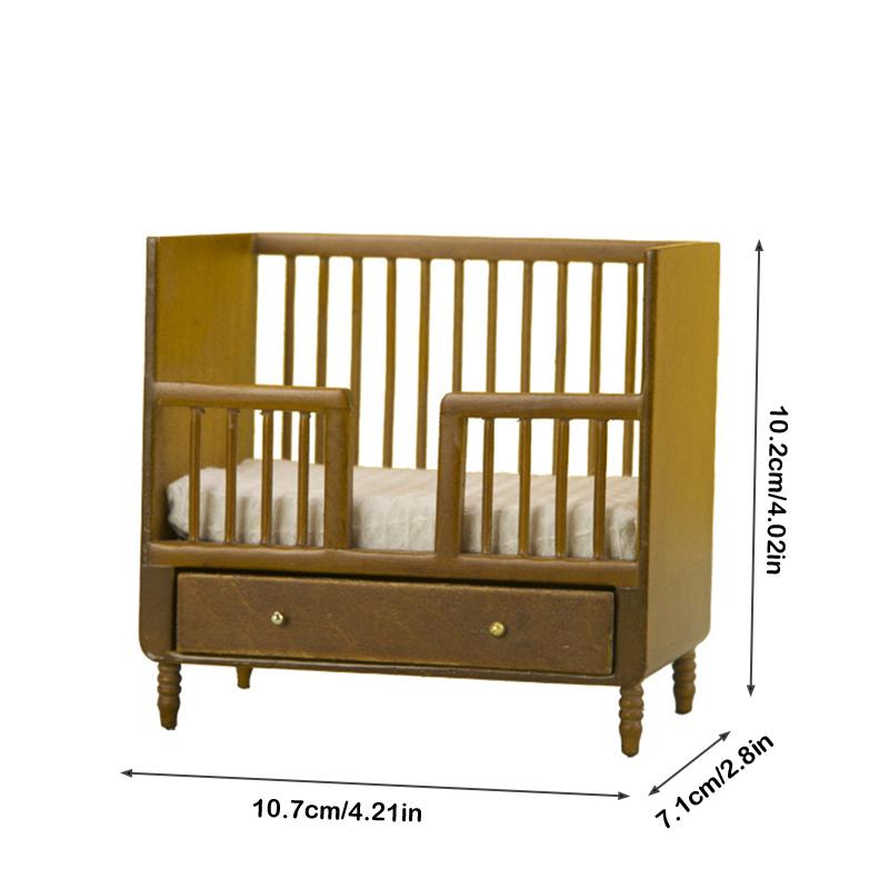 1:12 Dollhouse Miniature Bed European Style Double Bed Home Bedroom Furniture Model Decor Toy Doll House Accessories