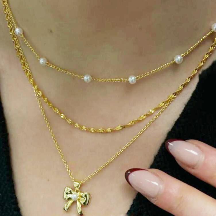European Ocean Style Faux Pearl Clavicle Chain, Multi-layer Stackable Necklace with Starfish & Shell Pendants