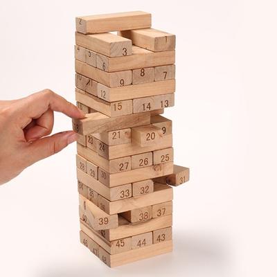 Yousheng 48/54 Adet/Set Yapı Taşı Yuvarlanan Kule Oyunu Zar İnce Motor Becerileri El-Göz Koordinasyonu Eğitici Çocuklar Ahşap Blok Yığma Oyuncağı