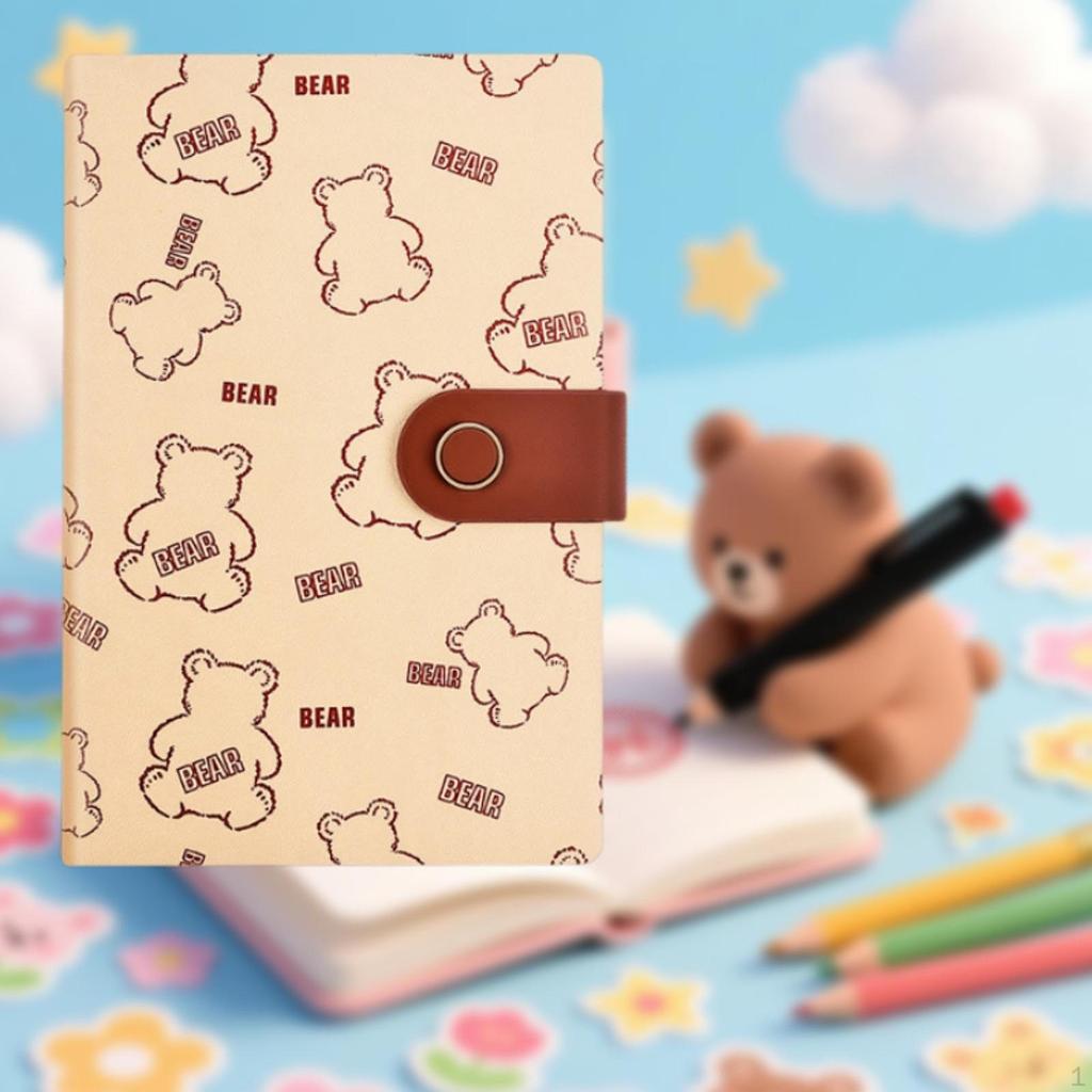 Cute Bear Notebook B6 Portable Compact for Note Taking,Sturdy,Travel Handbook,Notepad, Kids