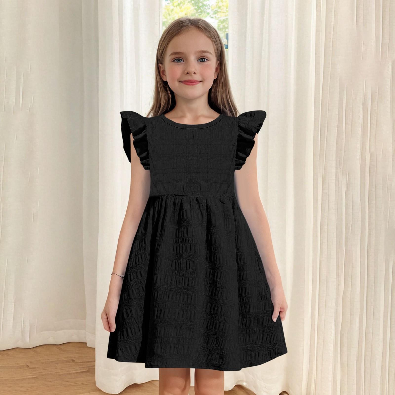 

Children Thin Princess Wind Vest Round Collar Cute Casual Dress 130 чёрный