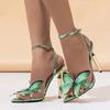 Fashion Liyke 2025 Neue Mode Chic Metall Seltsame Hohe Absätze Sandalen Damen Grün Schmetterling Spitz Offene Zehe Party Abschlussball Schuhe Größe 35-43