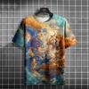 Full Print Animal Dragon Tiger Graphic T Shirt For Men Summer Short Sleeve Oversized Tshirts Tops 3d Print Men's T-Shirts