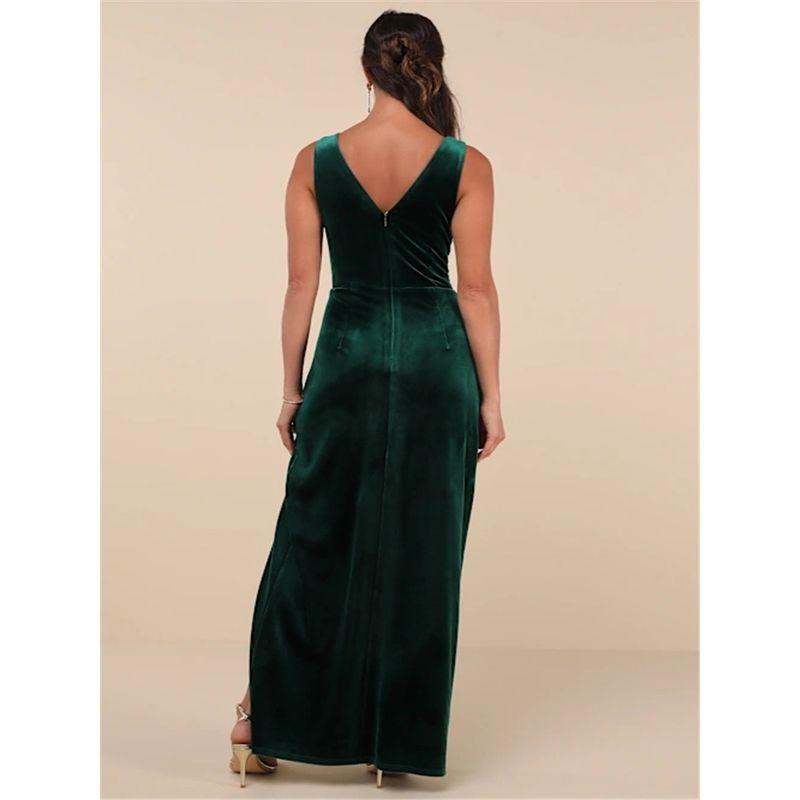 Export Single Lu Home Elegant High Quality Comfortable Velvet Twisted Slit Fashionable Adult Lady Like Woman Dress Evening Dress Long Skirt