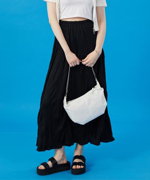 KOLEAT Women Cooling Refrigerator Marmont Pleated Flare Long Skirt [Black] Long Skirt Ver.