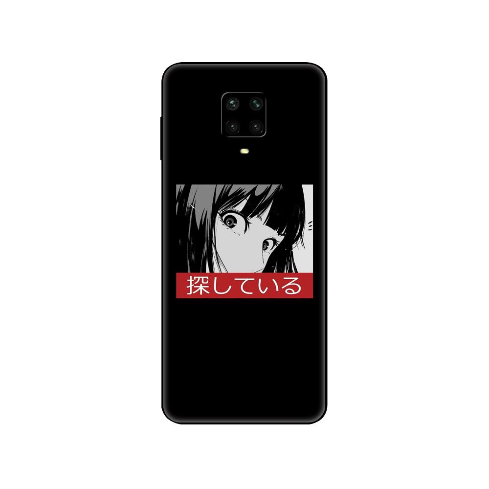 Black tpu Case For Xiaomi Redmi 7A 8 8A 9 9A 9C Case Redmi Note 8T 8 Pro T Note 9 9S 9 Pro Case Japanese Anime Aesthetic