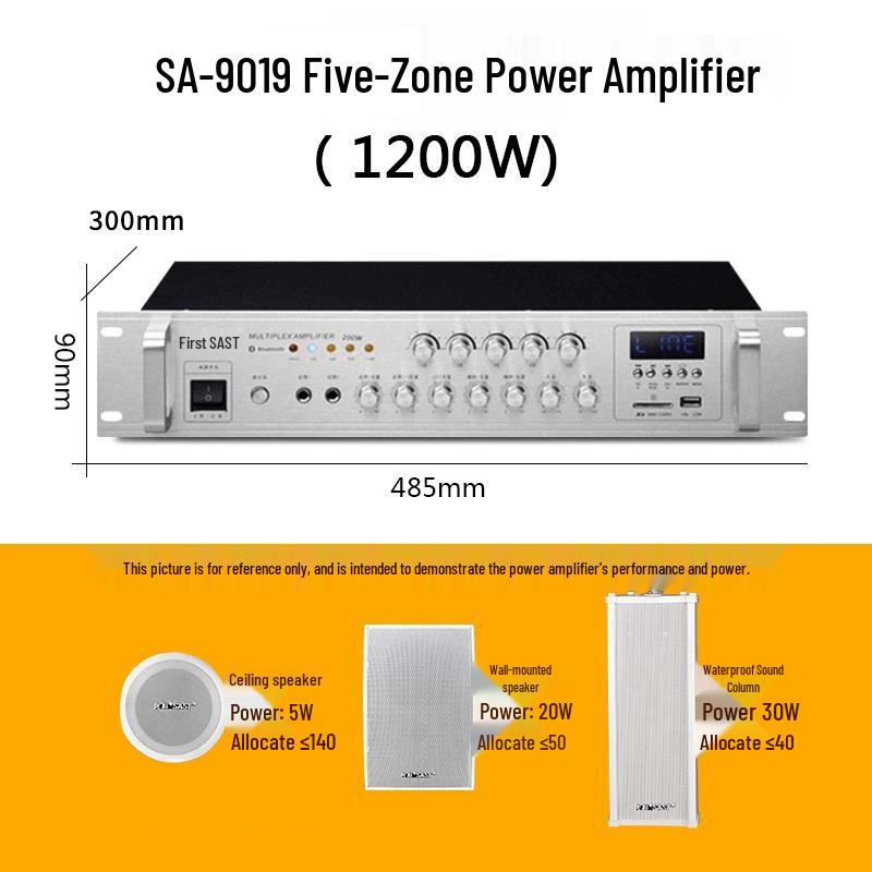 

SAST SA-9018 1200W 5-Zone Public Address Bluetooth Amplifier (CN version)
