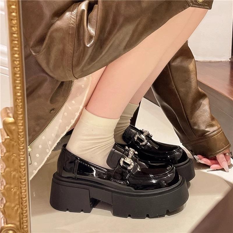 Cm dicksohlige erhöhende Leder-Kleinlederschuhe Damen neue kleine Muffin-Damenschuhe