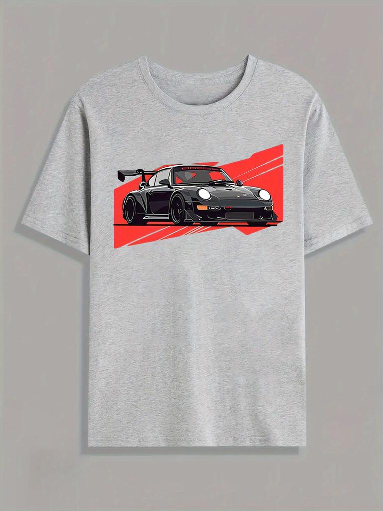 Dynamic Black Sports Car Print TShirt 100 Cotton ONeck Short Sleeve Summer Casual Mens Tshirt Streetwear