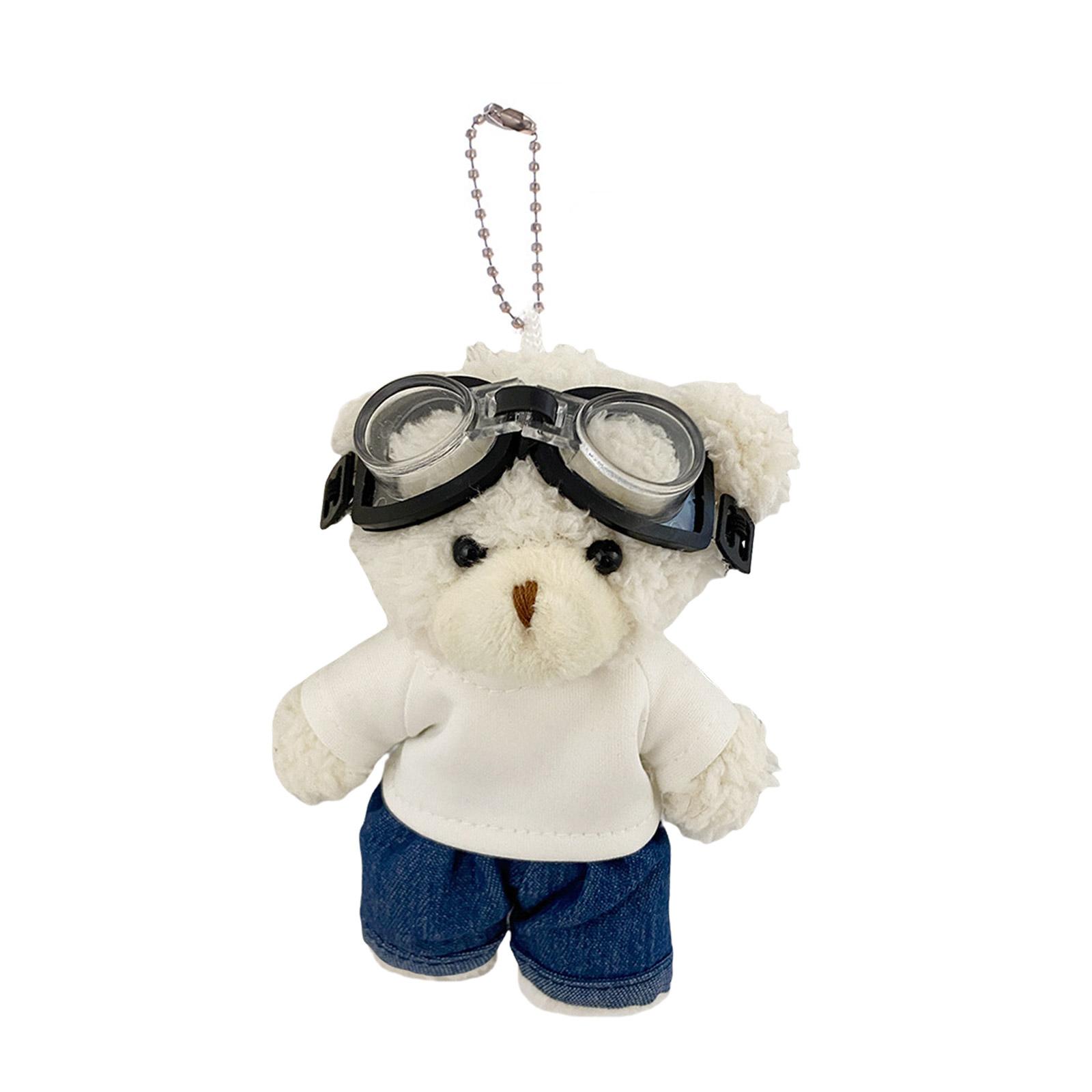 

Pilot Lovely Bear Sturdy Plush Keychain Charm With Goggles Soft Comfortable Materials Accessory for All Ages Use белый