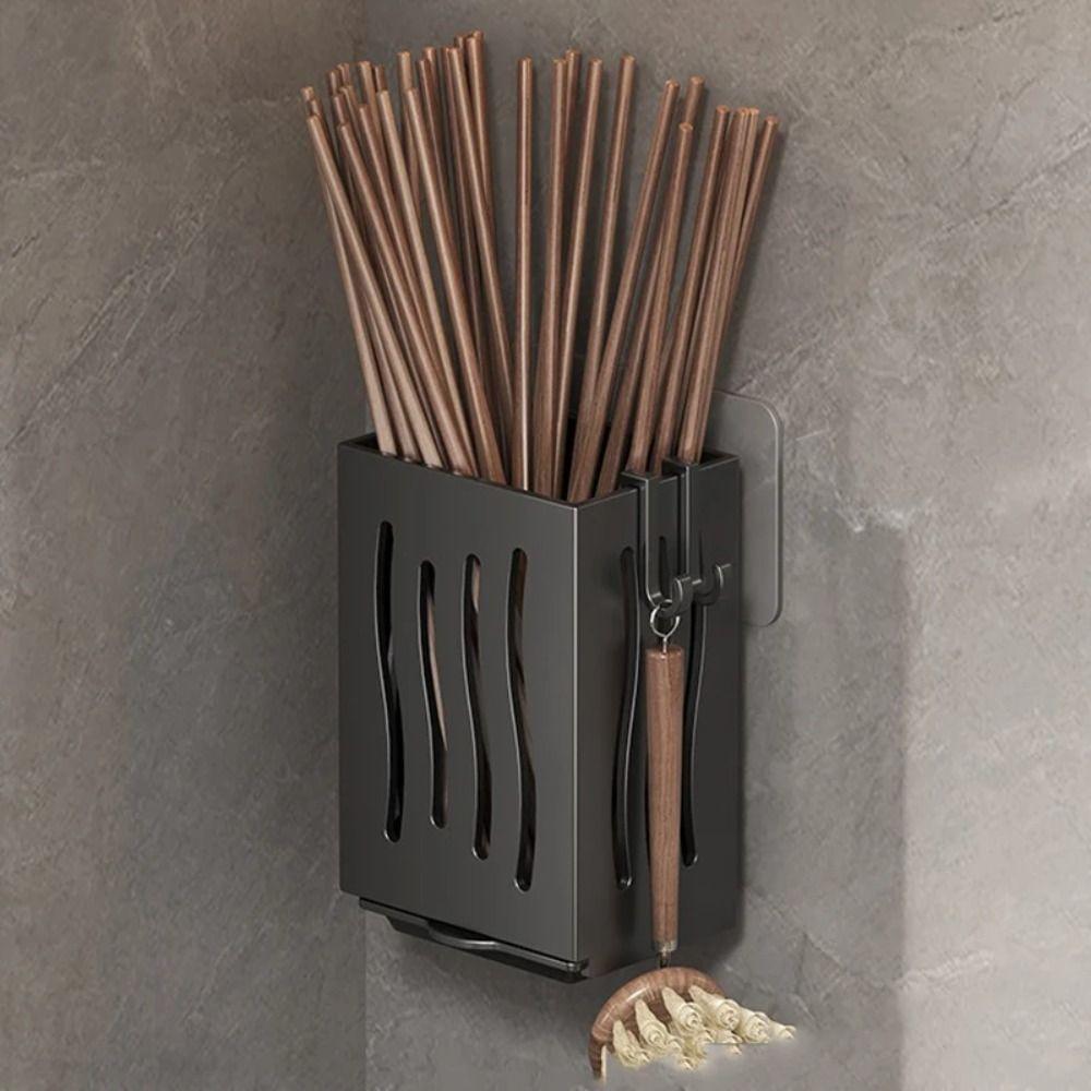 Punch Free Kitchen Utensil Rack Multifunctional Chopstick Barrel Draining Chopstick Holder  Kitchen