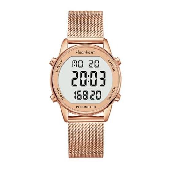 Orologio Pedometro da Donna Hearkent Impermeabile Retroilluminazione LED Multifunzione Orologio Digitale Misurazione Passi Distanza Calorie Cronometro Conto alla Rovescia Sveglia