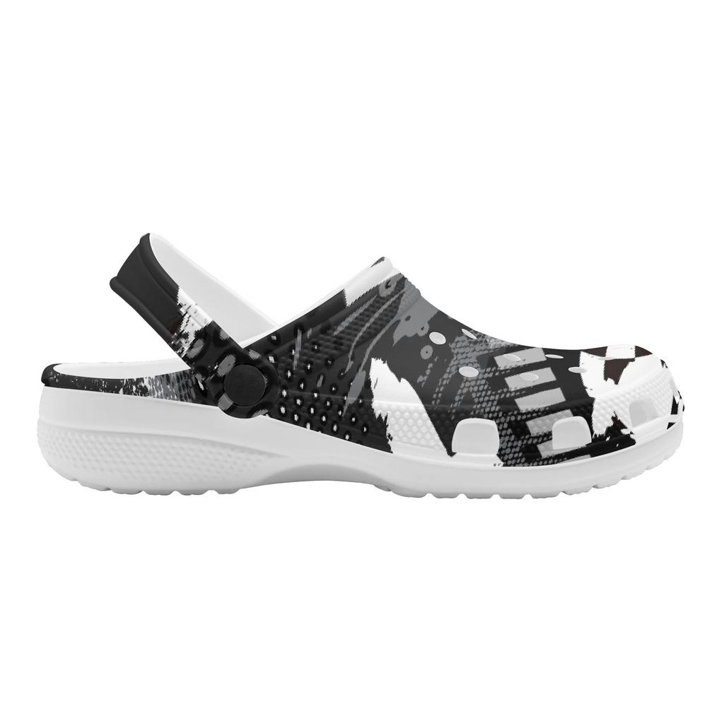 White Printed EVA Clogs Women Men Breathable Lightweight Slip On Garden Beach Pool Bathroom Home Casual Shoes Beach Travel Wear