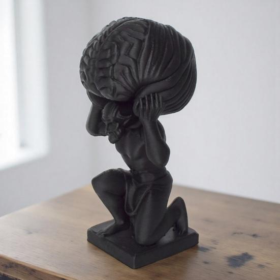 3D-gedruckte Desktop-Figur Kleiner Mann mit Gehirn Skulptur für Wohnzimmer Schlafzimmer Büro Schreibtisch Regal Dekoration