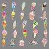 50-Count INS Style Ice Cream-Themed DIY Journal Waterproof Stickers for Luggage, Scooters, and Refrigerators.