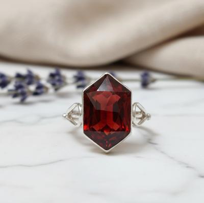 Designer Garnet Ring, 925 Solid Sterling Silver, Gemstone Ring, Handmade Jewelry, Boho Gift for Her, Birthstone Ring
