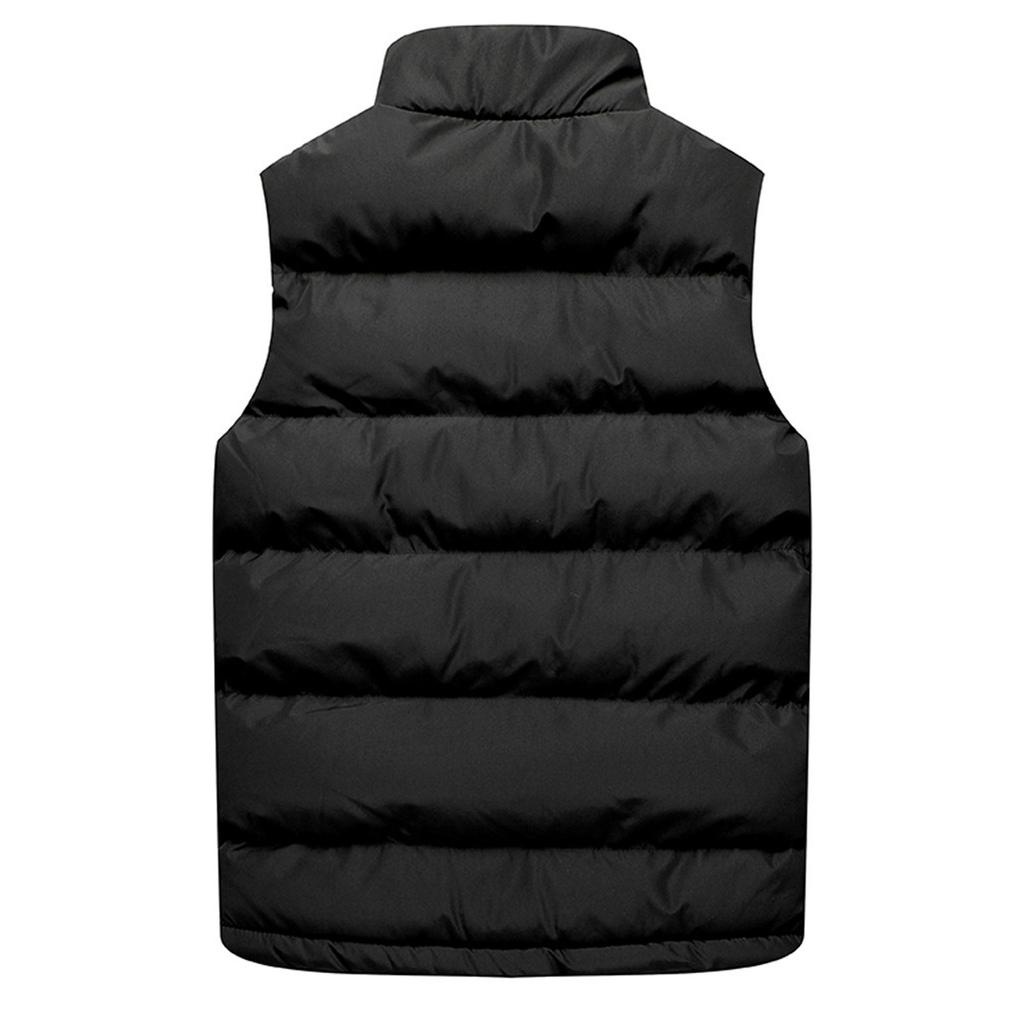 Men Autumn Winter Fashion Stand Collar  Color Waistcoat Vest Jacket Top Coat