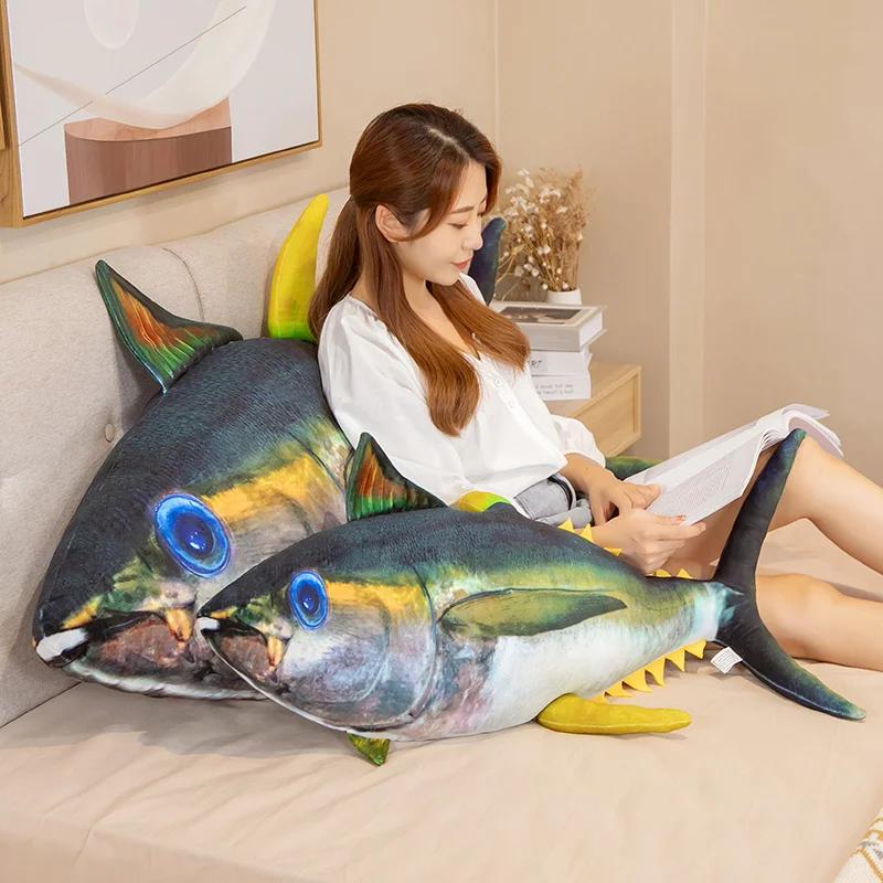 Simulation Giant Simulated Ocean Tuna Plush Toy Filled with Soft  Vivid Plush Pillow Fish Toy Creative Gift Decoration Gift