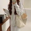 Fashionable Single-Breasted Collared Knitwear Set Women's Autumn/Winter New Arrival Cardigan Sweater Outerwear + Wide Leg Trousers Two-Piece Set