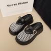 Thick-soled Mary Jane Shoes Leather Woven Bag Head Slippers Women's Summer Wear with Skirt Sandals Hollow Hole Pig Cage Shoes