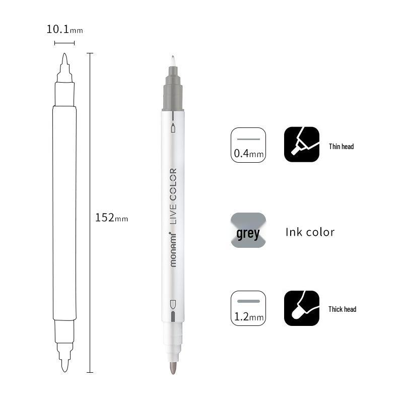 Monami Double-Ended Fiber Tip Liner Pen, 39 Colors for Drawing and Outlining