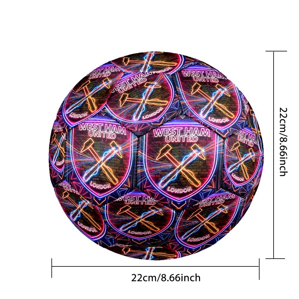 West Ham United FootballPrinted Size 5 Soccer Bootball, Anti Slip Adult Match Football Souvenir for Football Fans