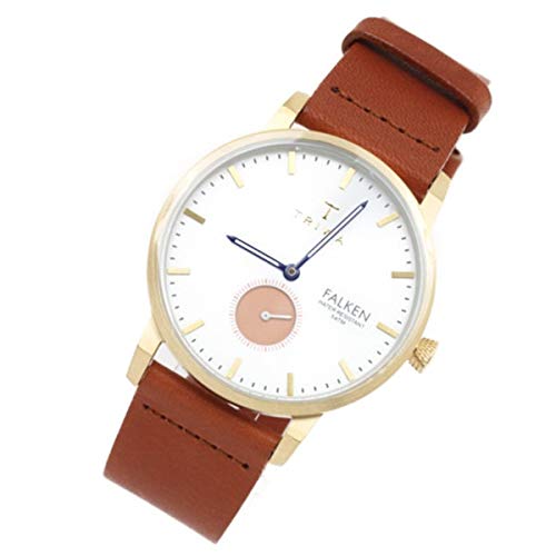 TRIWA Falken Men's and Women's Unisex Watch with Small Seconds, White and Brown Leather Strap, FAST113-CL010213 [Parallel Import]