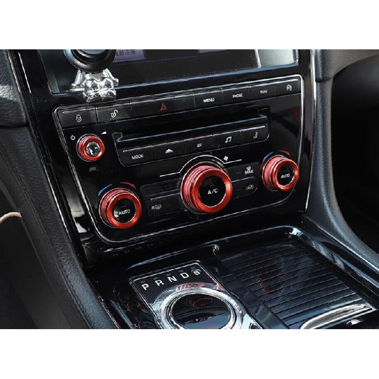 For Jaguar XJL 2010-2019 Red Alloy Center Console AC Volume Knob Ring Trim 4PCS