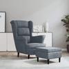 VidaXL Wingback Armchair with Stool Relaxation Chair Living Room Seat Furniture Home Interior Grey 3115932
