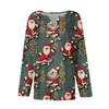 Women's Fashion Casual V-Neck Button-Up Long-Sleeve T-Shirt With Christmas Print Top