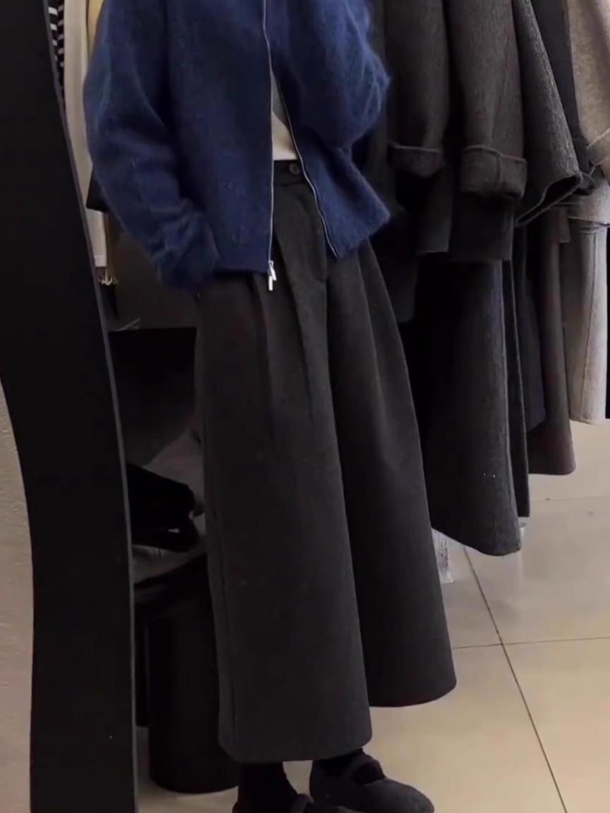 Women s High-Waisted Woolen Wide-Leg Pants - Slimming, Casual, Spring/Autumn Wear 3XL