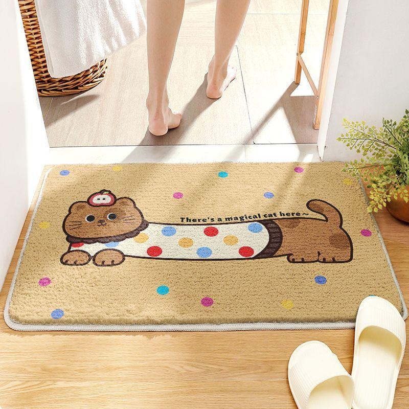Imitation Cashmere Bathroom Absorbent Floor Mat Cartoon Bathroom Thickened Toilet Door Mat for Household Use