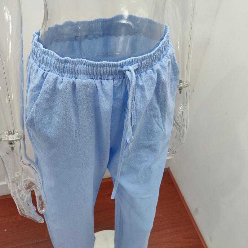 GMXIA Women's Big Size Loose Cotton Linen Casual Trousers