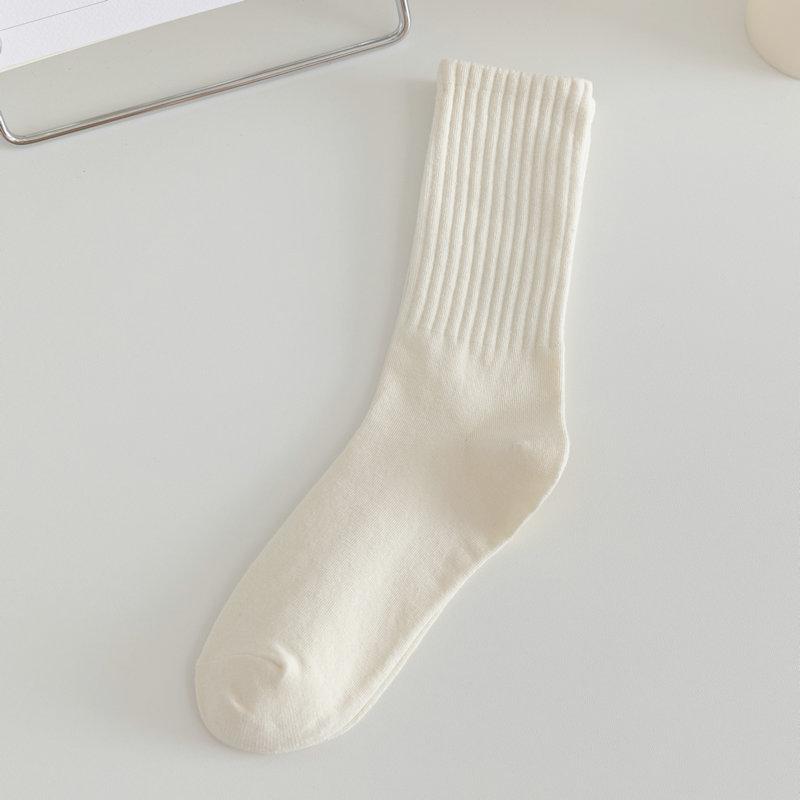 Loafers and Socks, Children's Spring and Autumn Mid-calf Solid Color Socks, Long Calf Socks, Pile Socks, Women's Long Socks