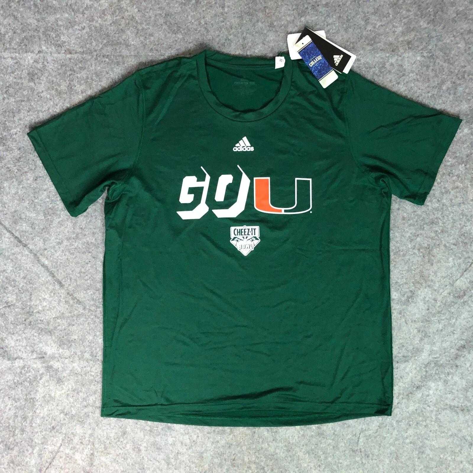 Miami Hurricanes Womens Shirt Extra Large Adidas Green Tee Short Sleeve Football M