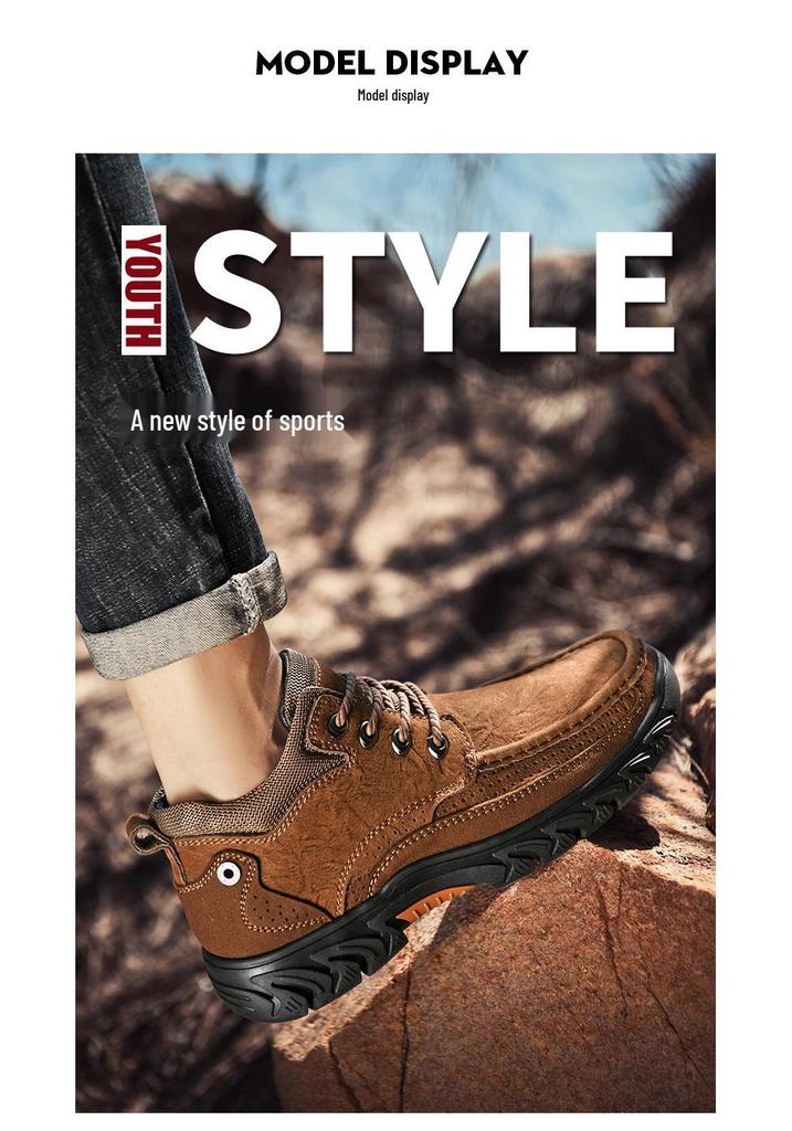 Men's High-Top Winter Snow Boots - Genuine Leather with Thick Rubber Sole for Warmth