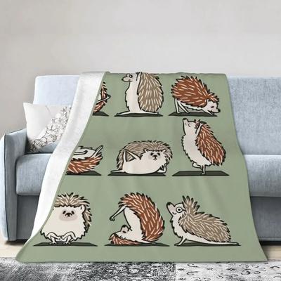 Hedgehog Yoga Blanket Soft Warm Flannel Throw Blanket for Bed Living Room Picnic Travel Home Couch