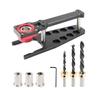 Vertical Drill Guide Jig Kits Woodworking Drill Guide Tool with 6 8 10 Mm Bushings, Pointed Wood Cutters and Adjustment Key, Aluminum Support for