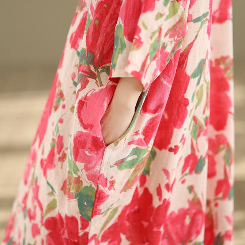 DIMANAF New 2026 Women Plus Size Spring Summer Beach Button shirt Dress Lady Loose Oversize Maxi long Floral Print Cotton