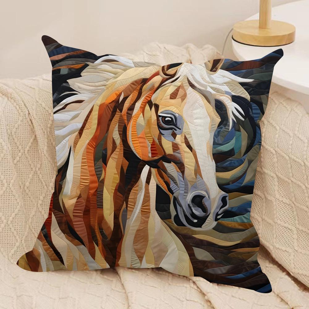 Printing Stylish Horse Cushion Cover Soft Plush Fabric DoubleSided Printed Cushion Covers for All Seasons Home Decor