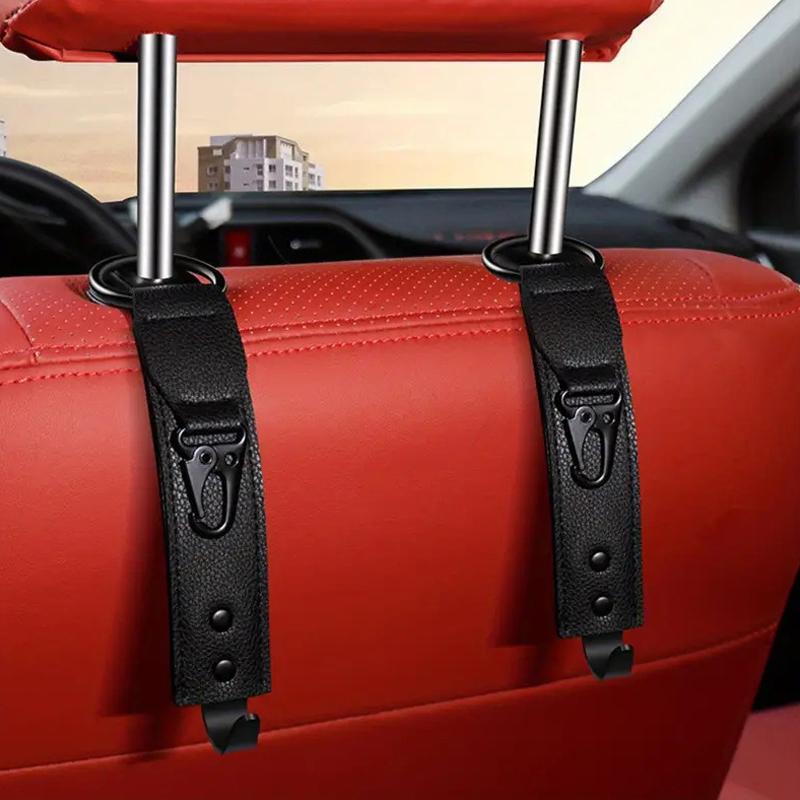 

Крючки из искусственной кожи для автомобильных зажимов для хранения вещей, держатель-органайзер для подголовника переднего сиденья, автомобильные вешалки для крепления, аксессуары для салона автомобиля чёрный