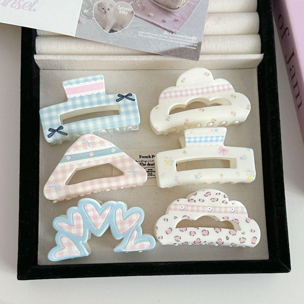 

Triangle Acrylic Bow Hair Claw Flower Geometry Shark Clip Temperament Lattice Hair Crab Clip Party style2